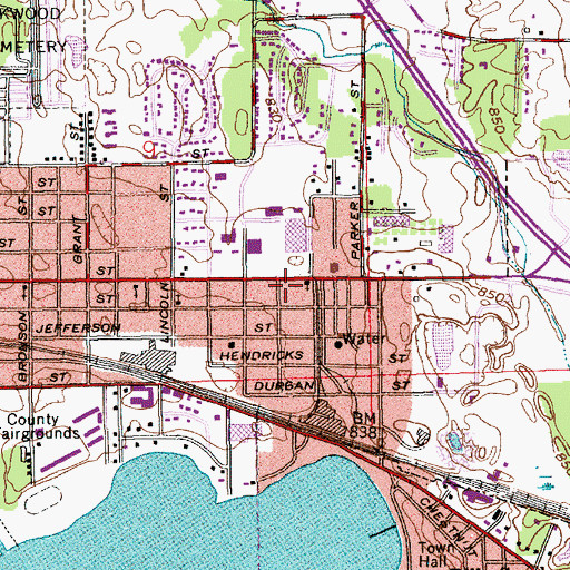 Topographic Map of Warsaw Township Fire Department Station 2, IN