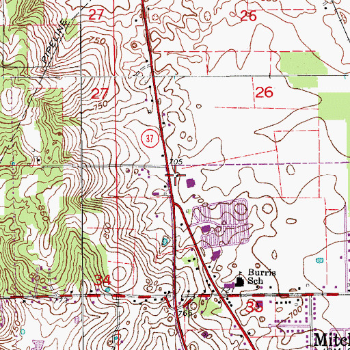 Topographic Map of Marion Township Rural Fire Department, IN