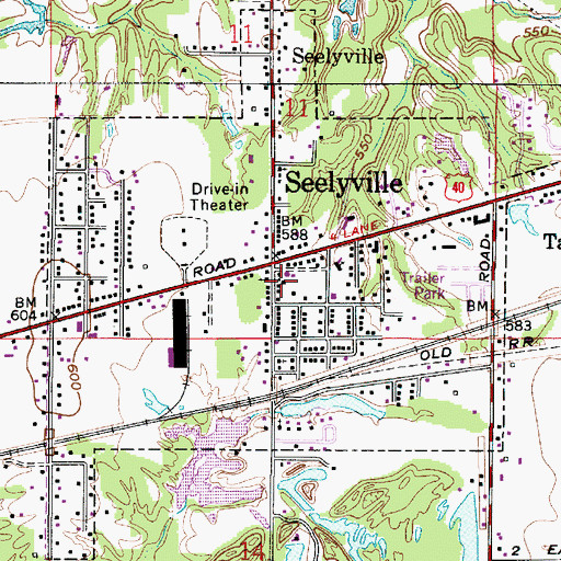 Topographic Map of Seelyville Volunteer Fire Department, IN