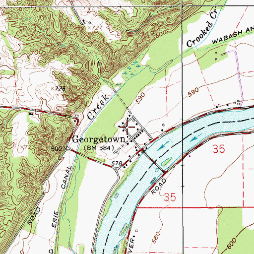 Topographic Map of Georgetown Volunteer Fire Department, IN