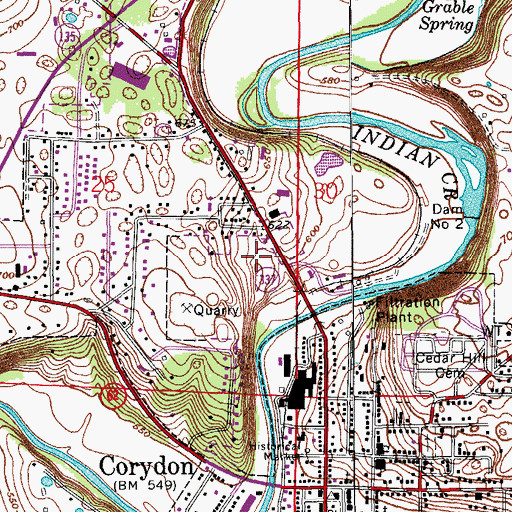 Topographic Map of Harrison Township Volunteer Fire Department, IN