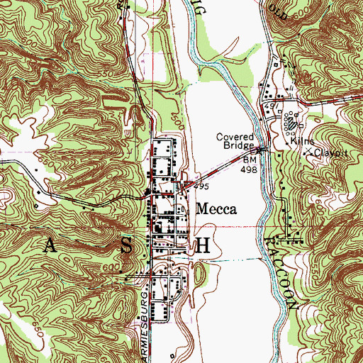 Topographic Map of Mecca - Wabash Township Volunteer Fire Department, IN