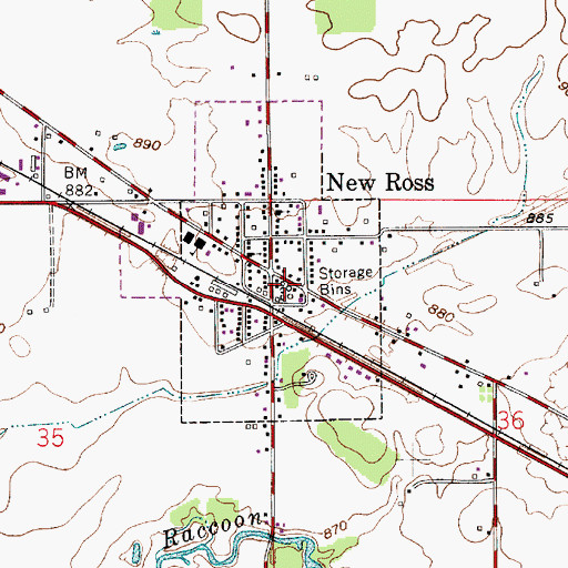 Topographic Map of Walnut Township Fire Department, IN
