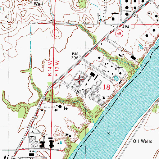 Topographic Map of General Electric Plastics Emergency Response Team, IN