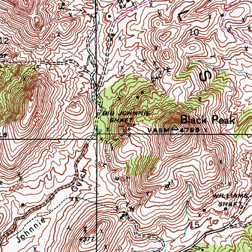 Topographic Map of Big Johnnie Shaft, AZ
