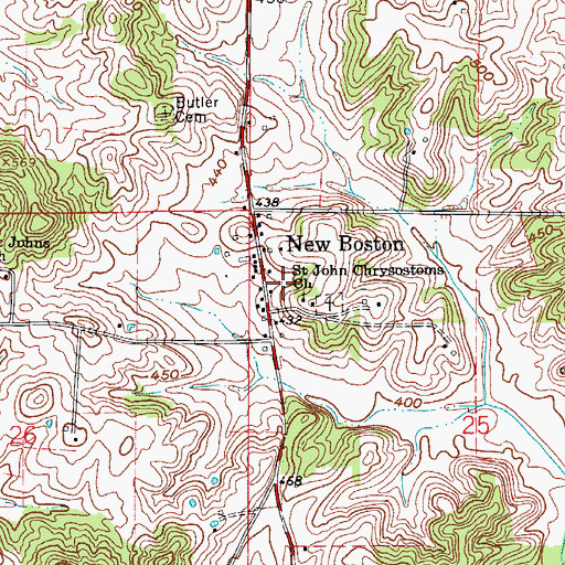 Topographic Map of New Boston Fire Company, IN