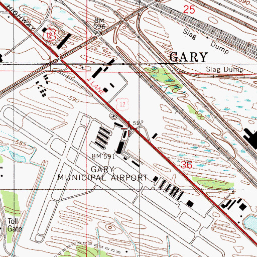 Topographic Map of Gary Fire Department Station 14, IN