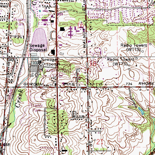 Topographic Map of Perry - Clear Creek Fire Department Station 11, IN