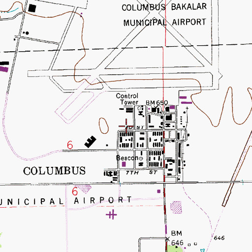 Topographic Map of Columbus Fire Department Station 2, IN