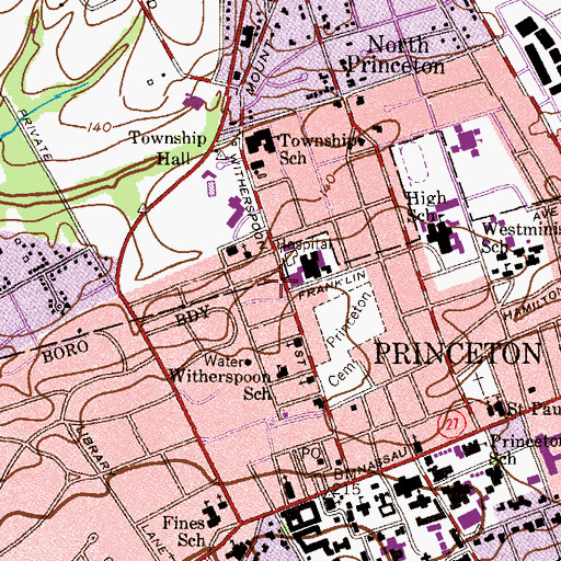 Topographic Map of University Medical Center at Princeton, NJ