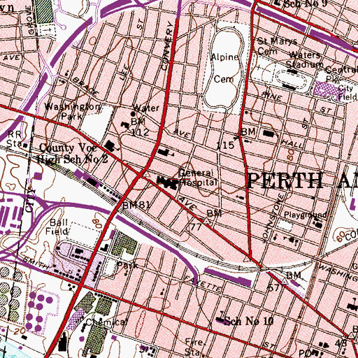 Topographic Map of Hackensack Meridian Health Raritan Bay Medical Center - Perth Amboy Division, NJ