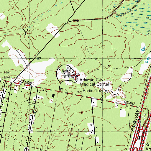 Topographic Map of Bacharach Institute for Rehabilitation, NJ