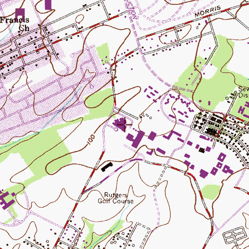Topographic Map of University Behavioral Healthcare Medical Center, NJ