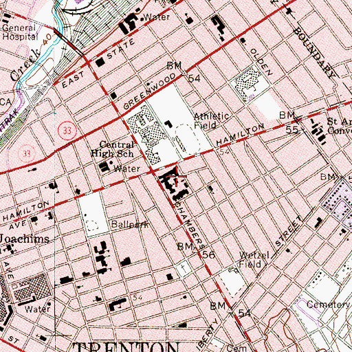 Topographic Map of Saint Francis Medical Center, NJ