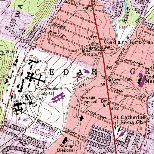 Topographic Map of Essex County Hospital Center, NJ