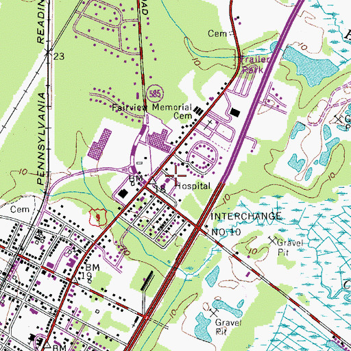 Topographic Map of Cape Regional Medical Center, NJ