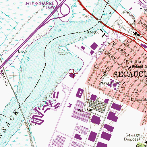 Topographic Map of Meadowlands Hospital Medical Center, NJ