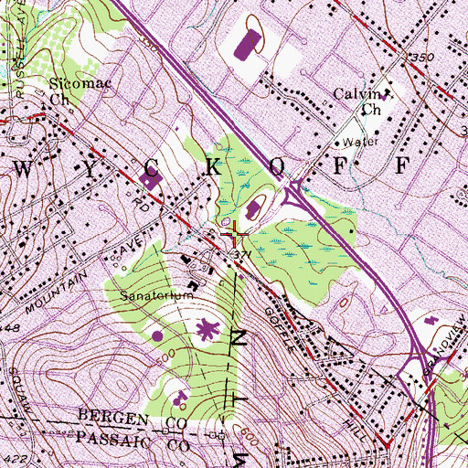 Topographic Map of Ramapo Ridge Psychiatric Hospital, NJ