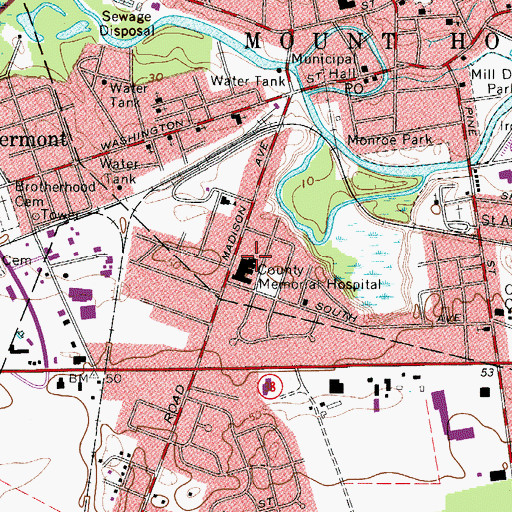 Topographic Map of Virtua Memorial Hospital, NJ