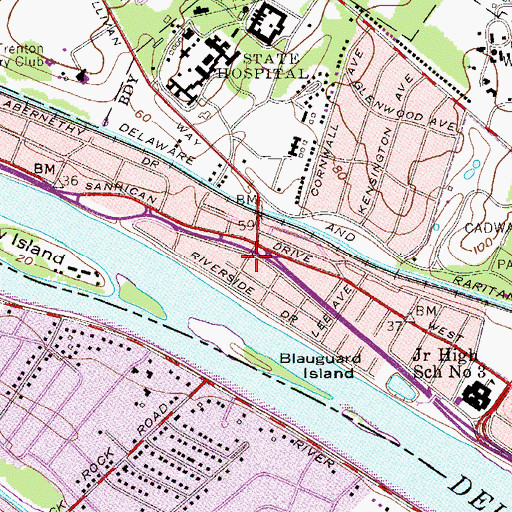 Topographic Map of Trenton Psychiatric Hospital, NJ