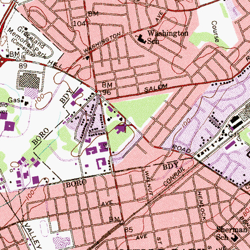 Topographic Map of Overlook Hospital Union Campus, NJ