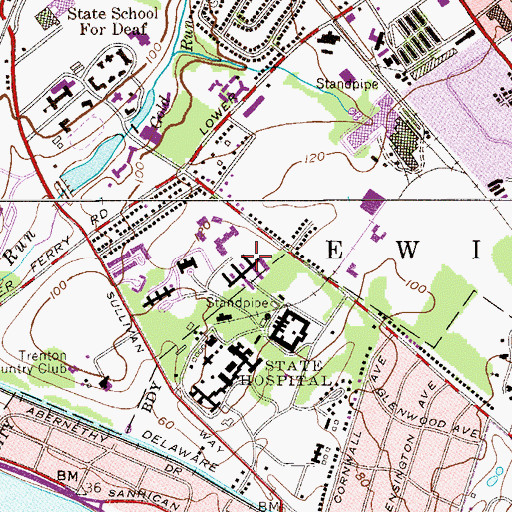 Topographic Map of Ann Klein Forensic Center, NJ