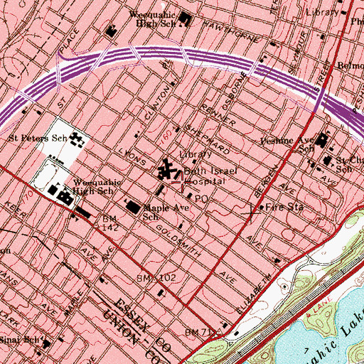Topographic Map of Children's Hospital of New Jersey at Newark Beth Israel Medical Center, NJ