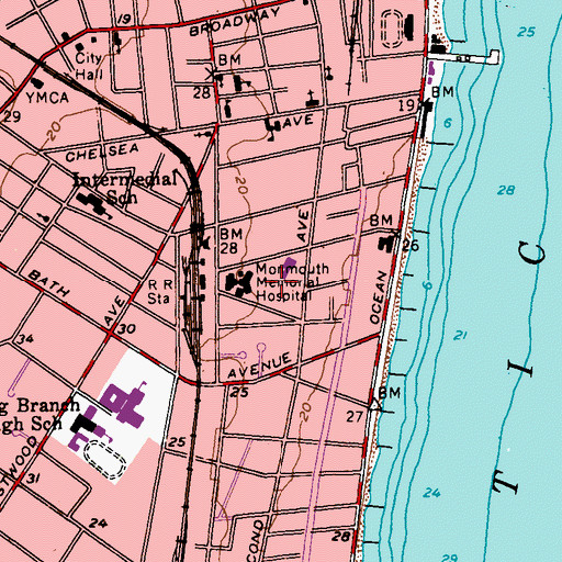 Topographic Map of Specialty Hospital at Monmouth, NJ