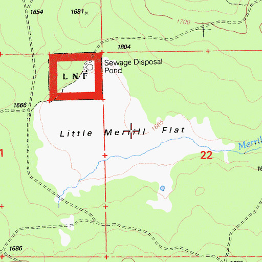 Topographic Map of Little Merrill Flat, CA