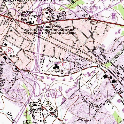 Topographic Map of Goryeb Childrens' Hospital, NJ