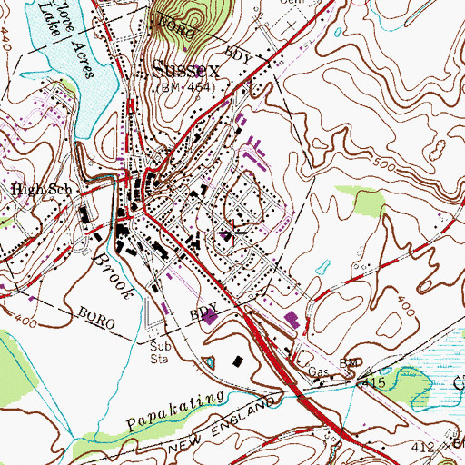 Topographic Map of Saint Clares Hospital, NJ
