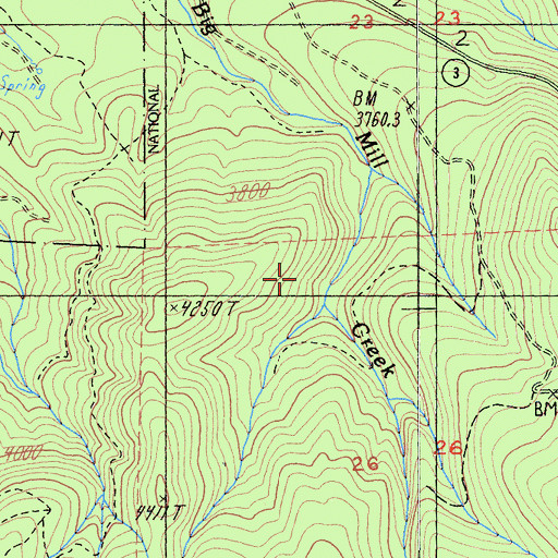 Topographic Map of Little Mill Creek, CA