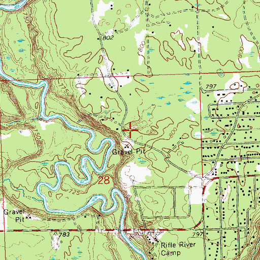 Topographic Map of Mills Township Fire Department, MI