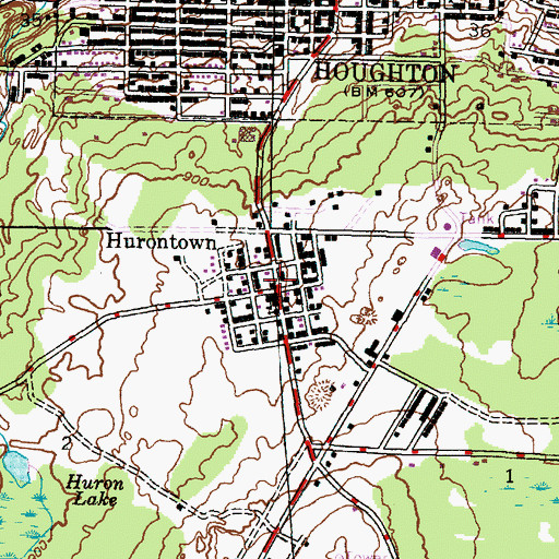Topographic Map of Hurontown Fire and Rescue, MI