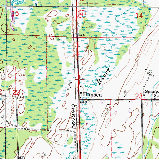 Topographic Map of Menominee Ingallston Townships Volunteer Fire Department, MI
