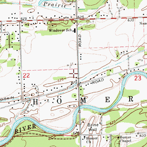 Topographic Map of Homer Township Fire Department, MI