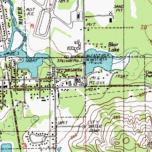 Topographic Map of Bellaire District Fire Department, MI