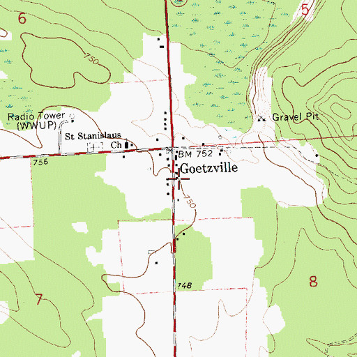 Topographic Map of Raber Township Volunteer Fire Department, MI