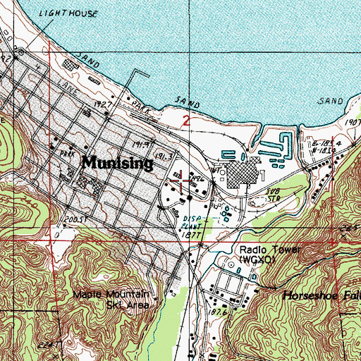 Topographic Map of Munising Volunteer Fire Department, MI