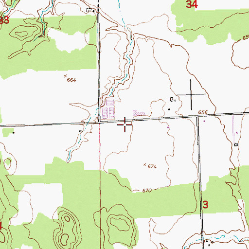 Topographic Map of Bruce Township Volunteer Fire Department, MI