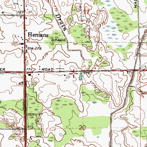 Topographic Map of Lamotte Township Fire Department, MI