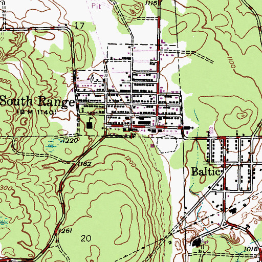 Topographic Map of South Range Volunteer Fire Department, MI