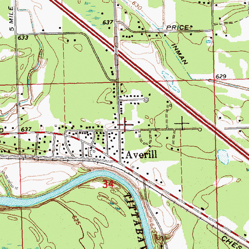 Topographic Map of Lincoln Township Fire Department, MI