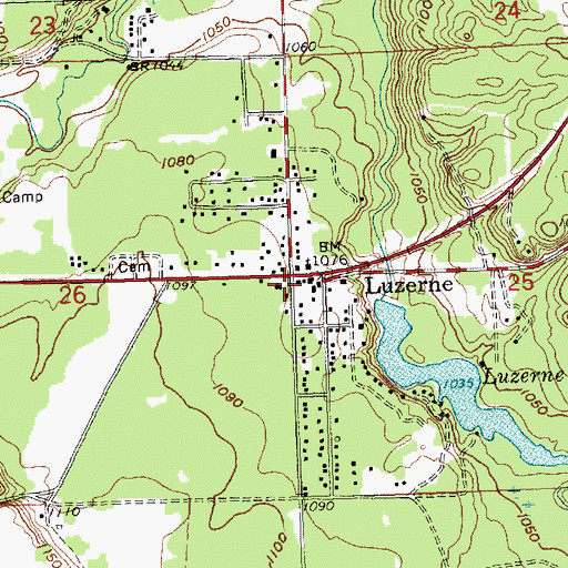 Topographic Map of Luzerne Fire Department, MI