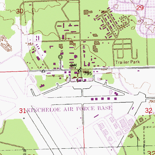Topographic Map of Kinross Volunteer Fire Department, MI