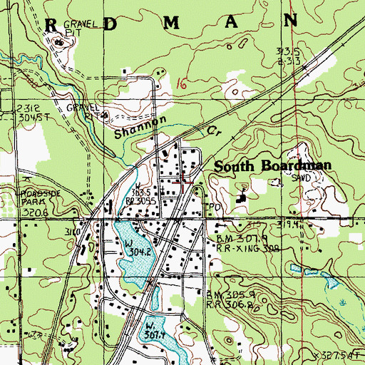 Topographic Map of Boardman Township Fire Department, MI