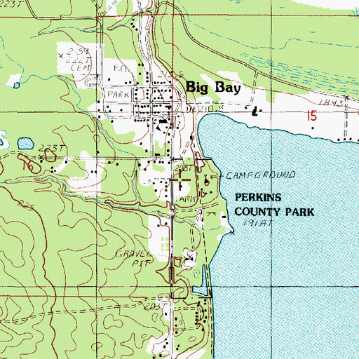 Topographic Map of Powell Township Fire Department and Emergency Medical Services Station 1 Big Bay, MI