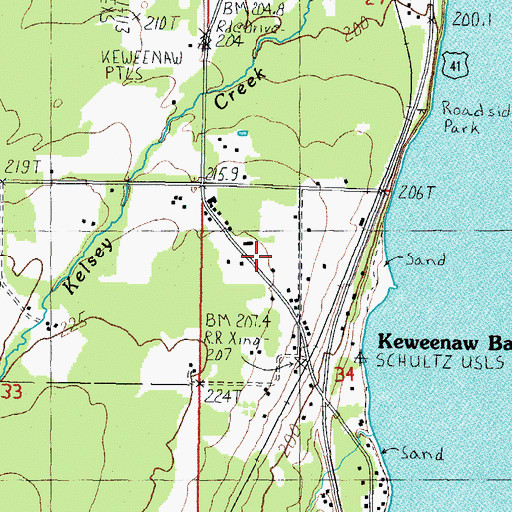 Topographic Map of Keweenaw Bay Fire Department, MI