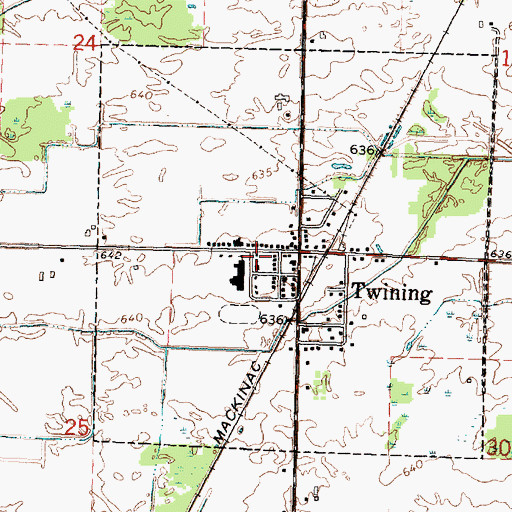 Topographic Map of Twining - Turner - Mason Fire Department, MI