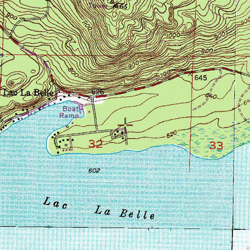 Topographic Map of Lac La Belle Volunteer Fire Department, MI